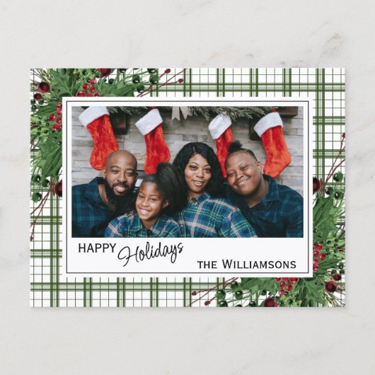 Carte Postale Feuillage botanique des baies vitrées vertes (Devant)