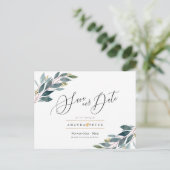 Carte Postale Feuillage de gomme bleu rustique Enregistrer la da (Debout devant)