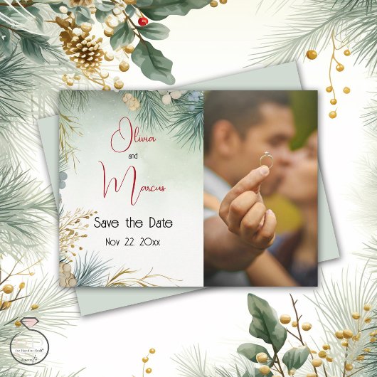 Carte Postale Feuillage de Watercolor d'hiver 