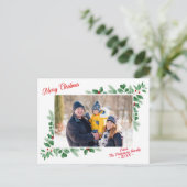 Carte Postale Feuillage d'hiver moderne Joyeux Noël Photo (Debout devant)