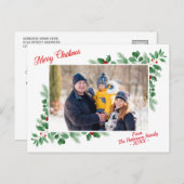 Carte Postale Feuillage d'hiver moderne Joyeux Noël Photo (Devant / Derrière)