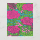 Carte Postale Feuillage et fleurs tropicaux rose et vert (Devant)