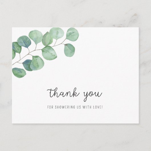 Carte Postale Feuillage Eucalyptus - remerciement pour baby show (Devant)