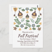 Carte Postale Feuillage floral de la fête d'automne Feuilles Gla (Devant / Derrière)