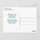 Carte Postale Feuillage Floral Rose Clair Sur Bleu Foncé (Dos)