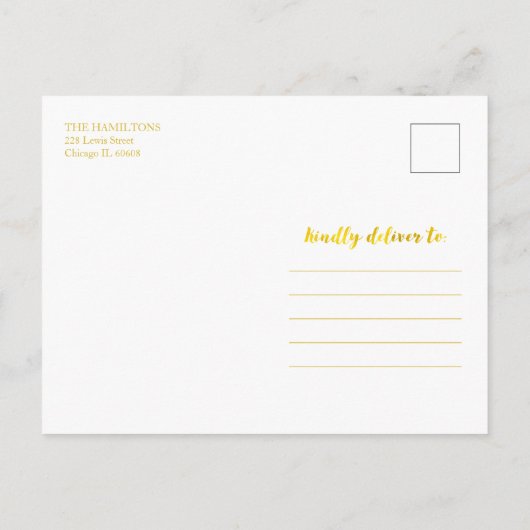 Carte Postale Feuillage Mignon Dorure Script Photo Noël (Dos)