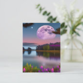 Carte Postale Feuillage pourpre Lune et lac paisible (Debout devant)