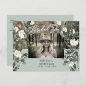 Carte Postale Feuillage rustique Fête des mariées florale blanch (Devant / Derrière)