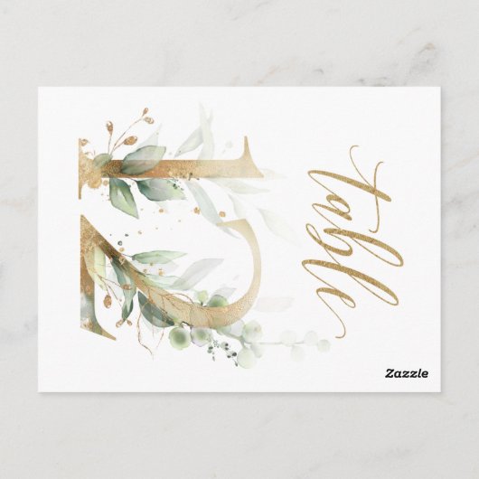 Carte Postale Feuillage vert et or, Tableau 12, Numéro de tablea (Dos)