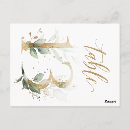 Carte Postale Feuillage vert et or, Tableau 13, Numéro de tablea (Dos)