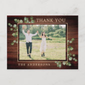 Carte Postale Feuillage vert rustique Mariage photo Merci (Devant)