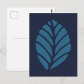 Carte Postale Feuille bleue minimaliste (Devant / Derrière)