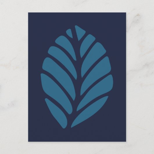 Carte Postale Feuille bleue minimaliste (Devant)