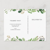 Carte Postale Feuille botanique | Deux Merci Mariage photo (Dos)