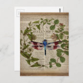 Carte Postale feuille botanique moderne vintage (Devant / Derrière)