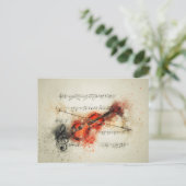 Carte Postale Feuille d'aquarelle Musique et violon (Debout devant)