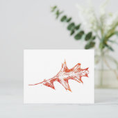 Carte postale "Feuille de chêne en rouge" (Debout devant)