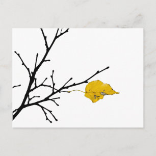 Carte Postale Feuille de citronnier jaune