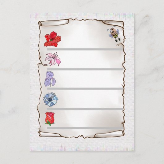Carte Postale Feuille de fleurs (Devant)