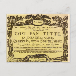 Carte Postale Feuille de lecture Così Fan Tutte (Mozart)