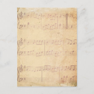 Carte Postale Feuille de musique rose vintage