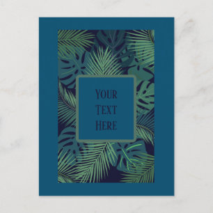 Carte Postale feuille de palmier foncé tropical moderne, fig jun