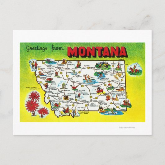 Carte Postale Feuille de route de l'état, salutations de (Devant)