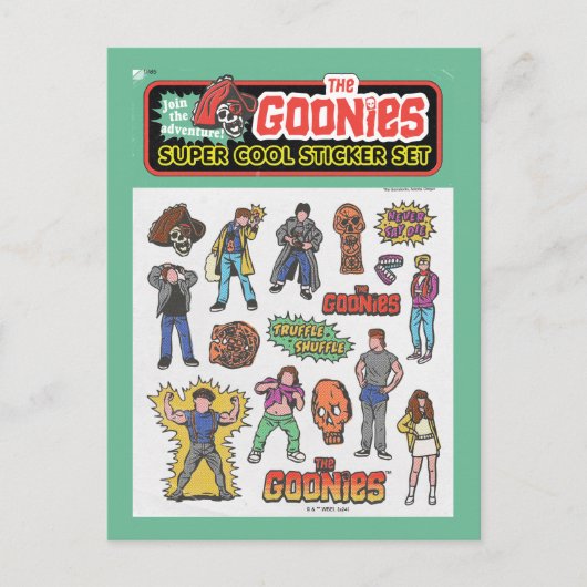 Carte Postale Feuille de stickers rétro graphique des Goonies (Devant)