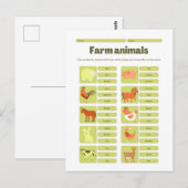 Carte Postale Feuille de travail éducative d'identification des (Devant / Derrière)