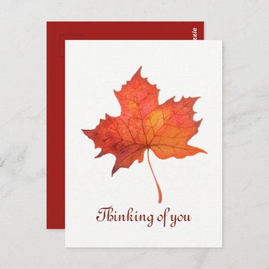 Carte Postale Feuille d'érable aquarelle (Devant / Derrière)