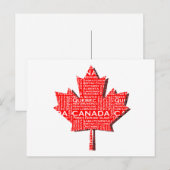 Carte Postale Feuille d'érable canadienne avec texte (Devant / Derrière)