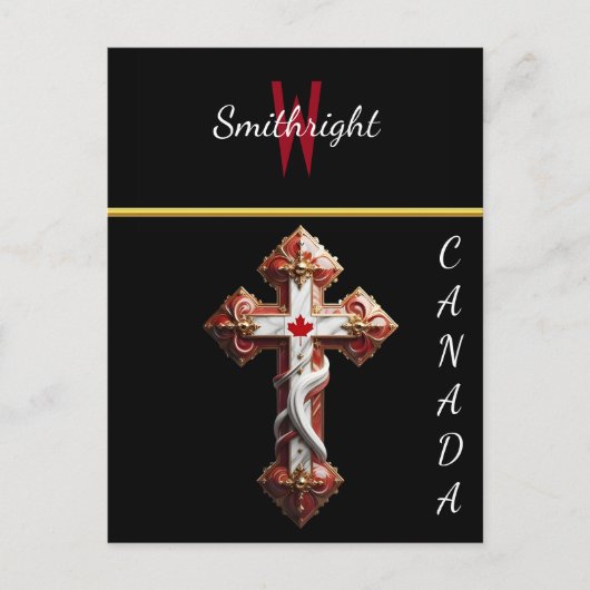 Carte Postale Feuille d'érable intégrée par croix (Devant)