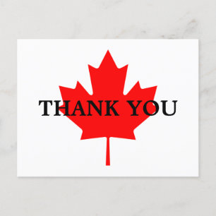 Carte Postale Feuille d'érable rouge canadienne Merci