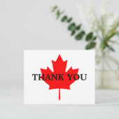 Carte Postale Feuille d'érable rouge canadienne Merci (Debout devant)