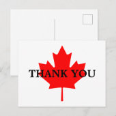 Carte Postale Feuille d'érable rouge canadienne Merci (Devant / Derrière)