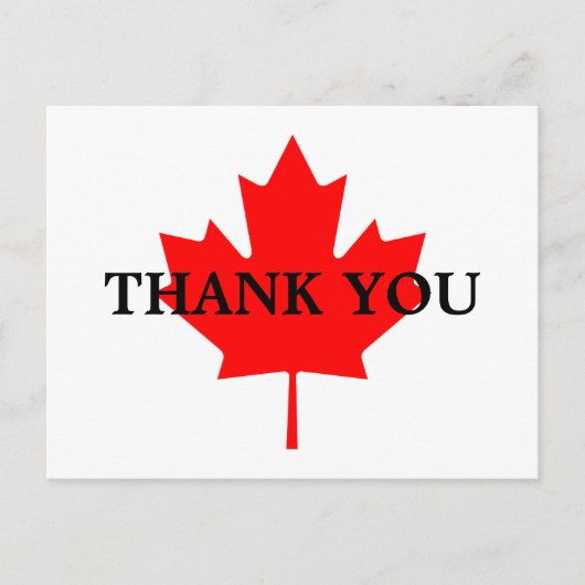 Carte Postale Feuille d'érable rouge canadienne Merci (Devant)