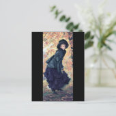 Carte Postale Feuille d'orange d'automne de robe de noir de (Debout devant)