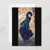 Carte Postale Feuille d'orange d'automne de robe de noir de (Devant / Derrière)