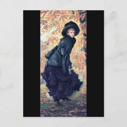 Carte Postale Feuille d'orange d'automne de robe de noir de (Devant)