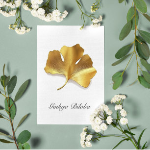 Carte Postale Feuille dorée de Ginkgo - Symbole de Longévité et 