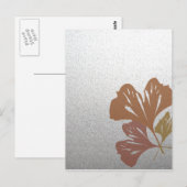 Carte Postale Feuille en bronze de Ginkgo sur le motif argenté (Devant / Derrière)