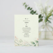 Carte Postale Feuille Floral Monogramme Sage Vert Beige Mariage (Debout devant)
