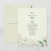 Carte Postale Feuille Floral Monogramme Sage Vert Beige Mariage (Devant / Derrière)