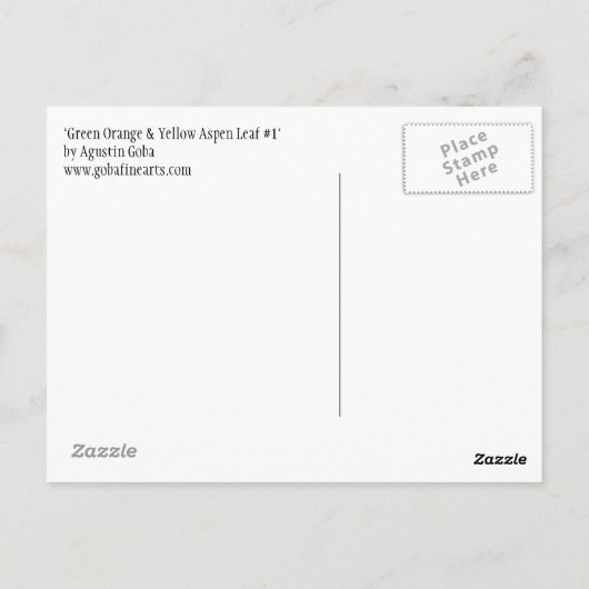 Carte Postale Feuille orange et jaune verte #1 d'Aspen (Dos)