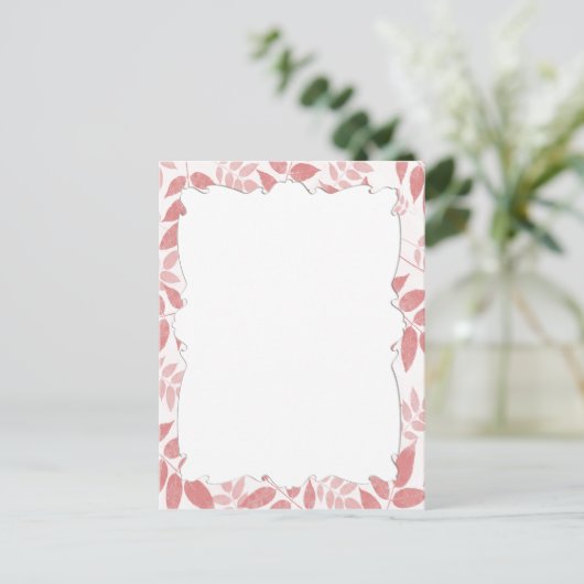 Carte postale Feuille rose (Debout devant)