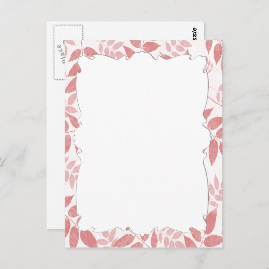 Carte postale Feuille rose (Devant / Derrière)