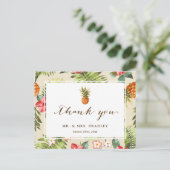 Carte Postale Feuille tropicale ananas Merci à la main (Debout devant)