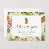 Carte Postale Feuille tropicale ananas Merci à la main (Devant / Derrière)