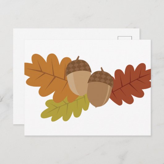 Carte Postale Feuilles Acorn (Devant / Derrière)