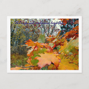 Carte Postale Feuilles & Baies de Chêne d'Automne Personnalisé